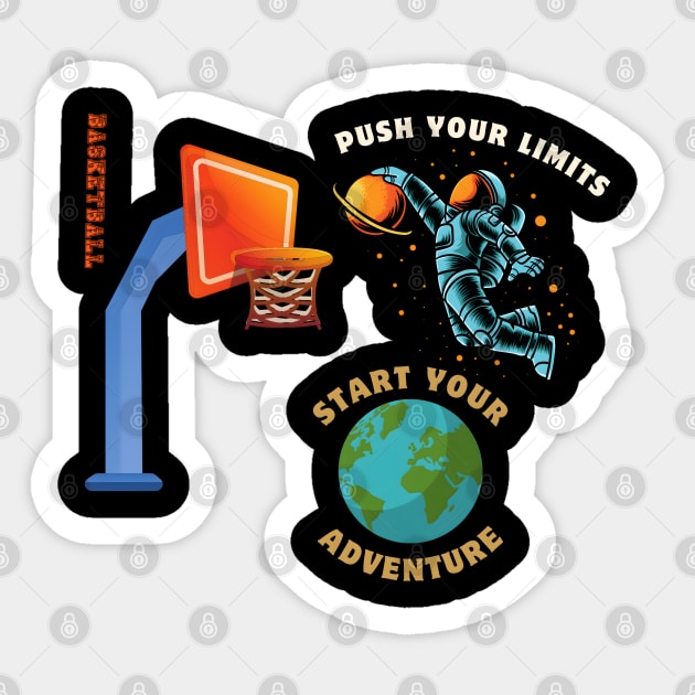 Push Your Limit Space Basketball Slam Dunk Sticker by MakerMind8.2